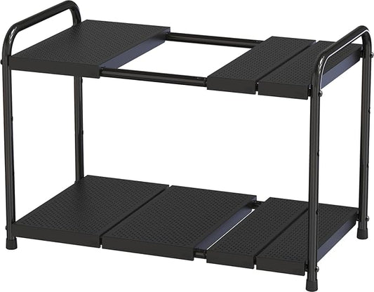 Deco Brothers Under Sink 2 Tier Expandable Shelf Organizer, Black