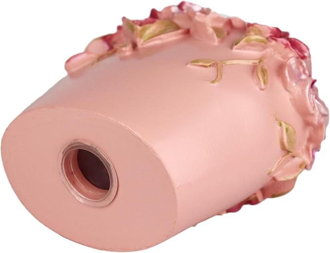 Vintage Bathroom Accessories Set with Flower Decor - Resin -Lotion Hand Soap Dispenser and Toothbrush Holder, 2pcs Pink Bathroom Accessory Set