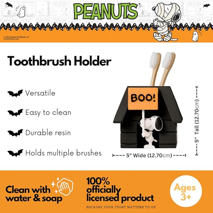 Peanuts Snoopy Halloween Toothbrush Holder - Makeup Brushes/Pens Tumbler, (Official Peanuts Product) by Franco Collectibles