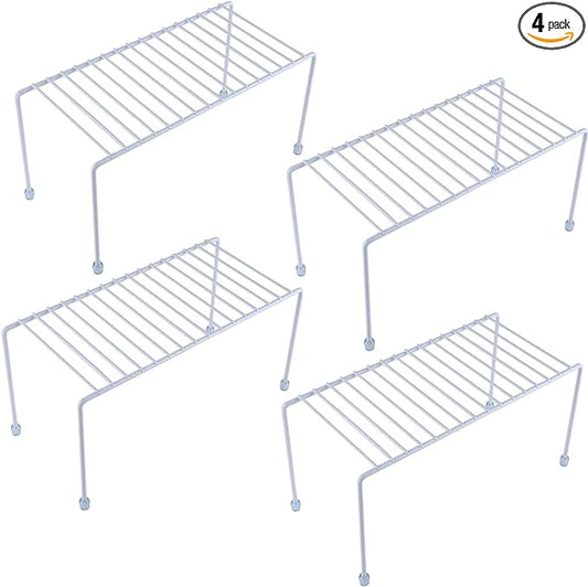 SIBAO Kitchen Shelves, Cabinet Organization Mini Storage Shelf, Storage Rack Organizer for Kitchen, Fridge, Cabinet, Bathroom (White 4)