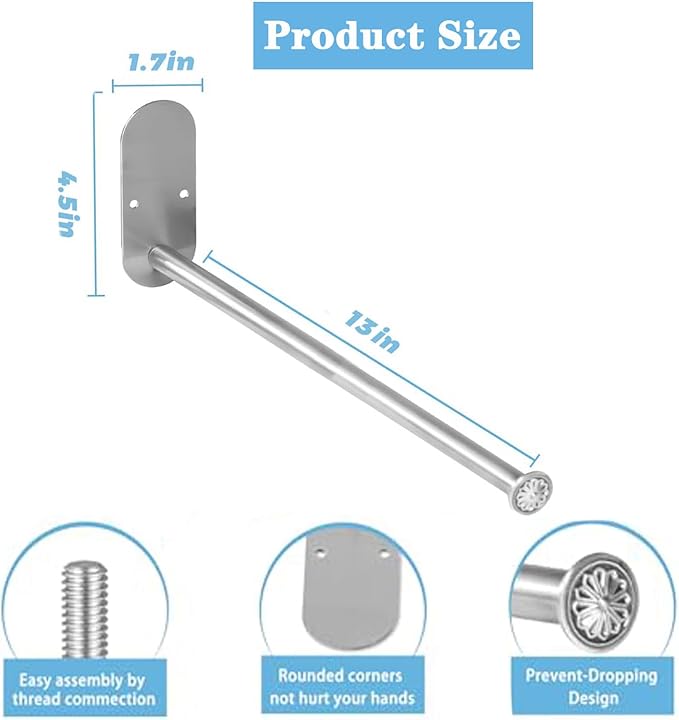 Stainless Steel Clothes Hanger Storage Rack,Wall Mounted Clothes Hanger Organizer, Clothes Bar-Hanger Holder Hooks, Laundry Room Coat Hanger,Space Saving Adhesive OR Drilling Installation