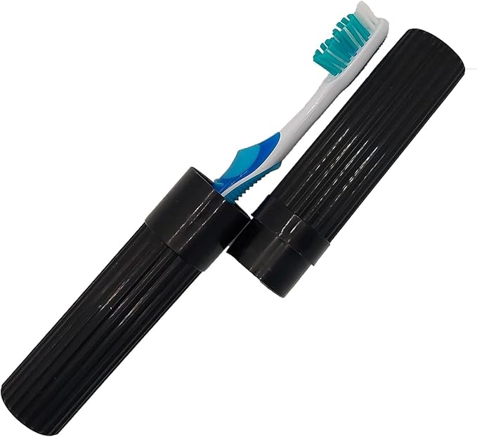 Toothbrush Holder - Black, Made in USA, with Ventilation Holes, for Toothbrush Covers, Toothbrush Holder, Toothbrush Soft, Durable Design, Hygienic Bathroom Accessory