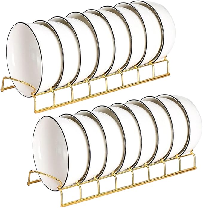 Small Bowl Drainer,Stainless Steel Bowl Drying Rack for Kitchen Counter Organizer Storage, Storage Shelf, Chrome (2 Bowl Racks(Gold))