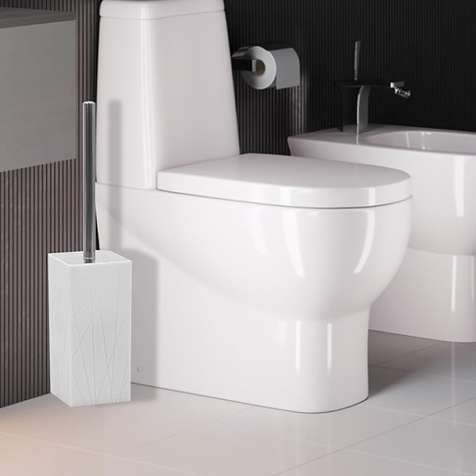 Bathroom Accessory-6Pcs White Bathroom Accessories Set Includes Soap Dispenser, Toothbrush Holder and Cup, Soap Dish, Toilet Brush and Holder, Qtip Holder