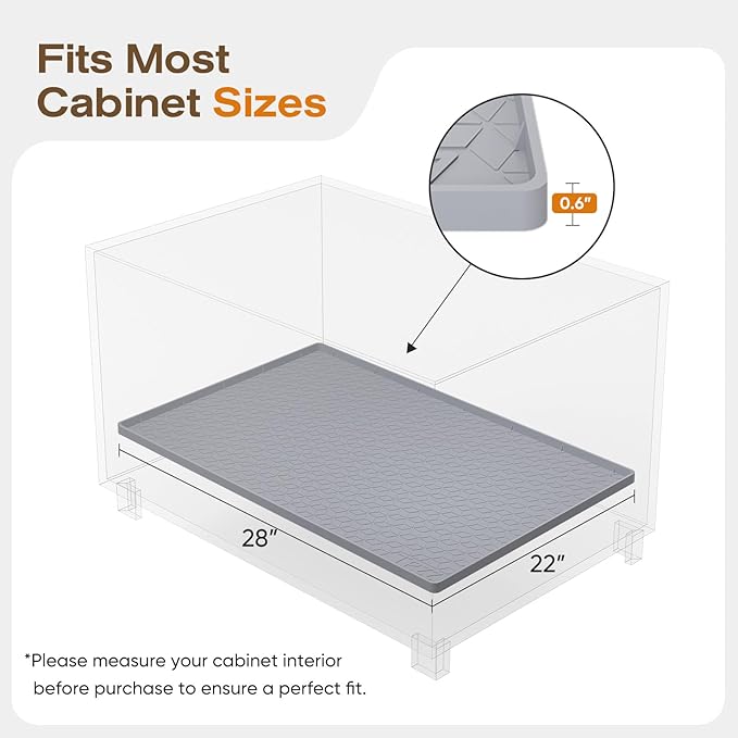 TRZZ Silicone Waterproof Under Sink Mat 28" x 22", Drip Tray and Cabinet Liner for Kitchen and Bathroom, Prevents Water Damage and Organizes Cabinets (Mint Green)