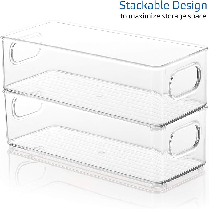 StorageBud Pantry Organization And Storage - Refrigerator Organizer Bins - Stackable Clear Fridge & Freezer Organizer Bins - Great Bins For Pantry, Storage, Organizer, Fridge, Freezer, & More