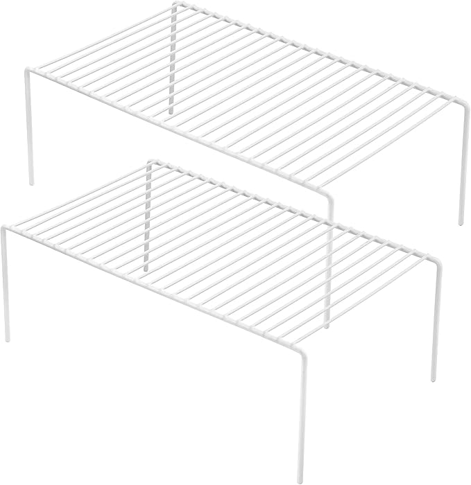 Redrubbit Large (15.7 x 9. 4 Inch) Cabinet Storage Shelf Rack, Rustproof Kitchen Counter and Cabinet Shelf, Storage Rack Organizer for Kitchen, Fridge, Cabinet, Bathroom, Set of 2