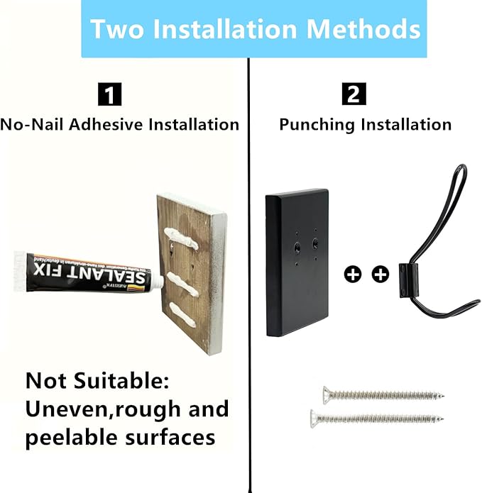 Coat Hooks Wall Mounted, 2 Pack Wood Wall Hooks for Hanging, Towel Hook for Bathroom, Bedroom, Entryway, Kitchen (Black)