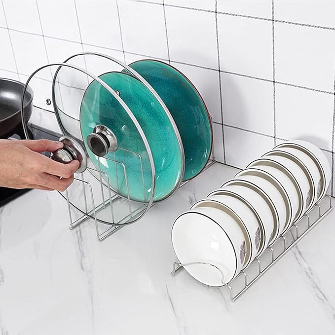 Small Bowl Drainer,Stainless Steel Bowl Drying Rack for Kitchen Counter Organizer Storage, Storage Shelf, Chrome (1 Dish Rack and 1 Bowl Rack)