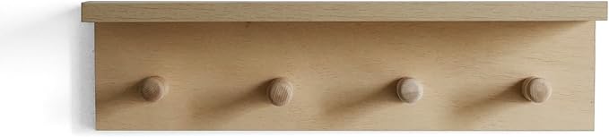 Entrance Coat Rack ，Coat Hooks, Wall-Mounted Wooden Hook Rack, Wall-Mounted Shelves are Very Suitable (Birch Colored Finish)