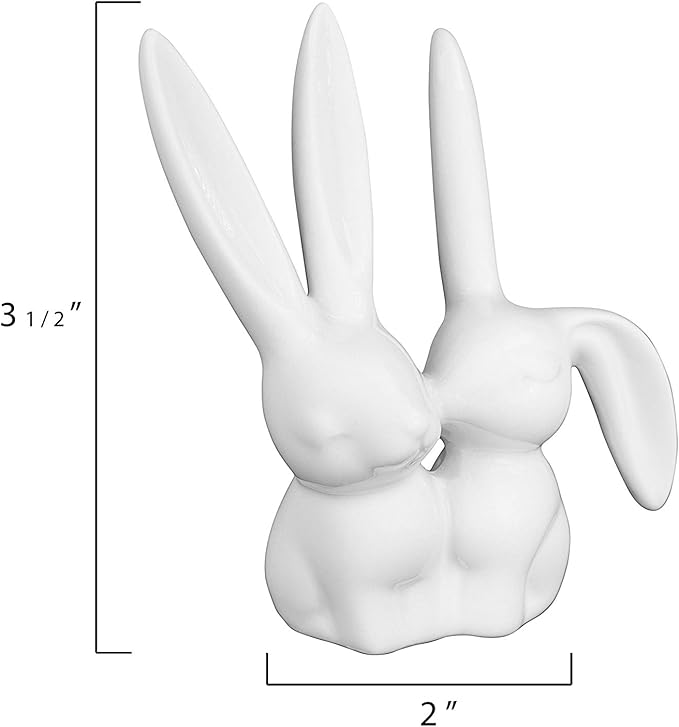 Creative Co-Op Ceramic Bunny Rabbits Ring Holder