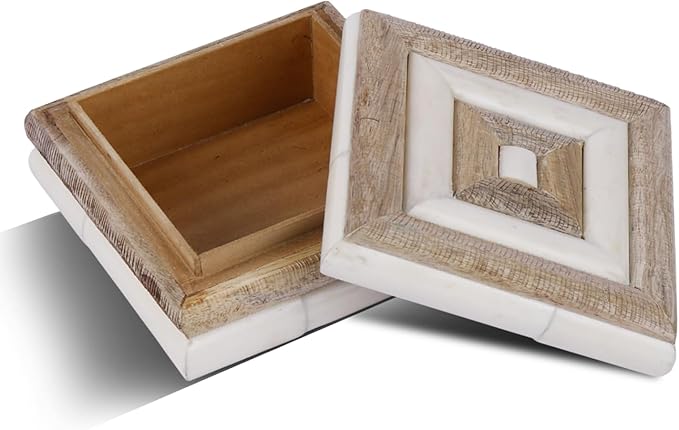Handicrafts Home Decorative Storage Box with Lid- 6x6x3” Small Keepsake, Trinket Box, Memory Box- Decorative Boxes for Home Decor, Centre Table, Giftable Storage Accent- Drancy Ribbed