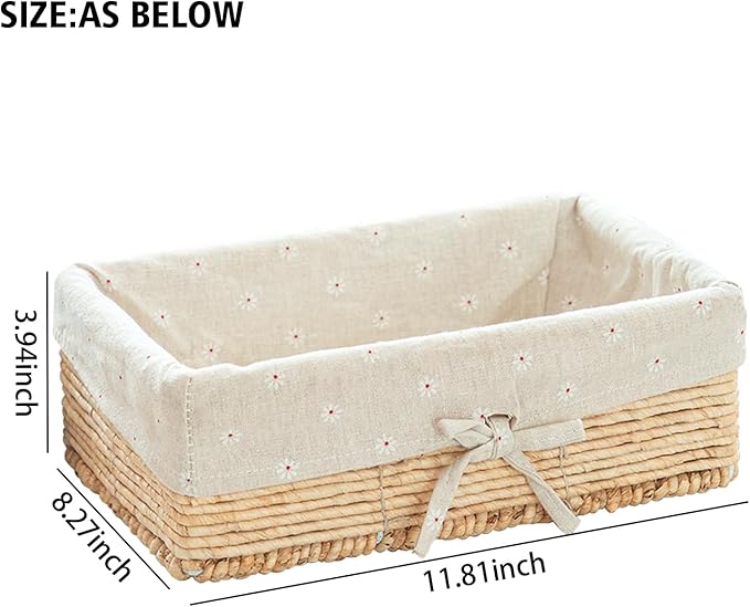 Natural Corn Rope Storage Basket - 11.8" x 8.3" x 4" Woven Organizer Bin - Boho Farmhouse Decor for Bathroom/Nursery/Shelves/Clothes /Shelves/ Closet (Single Piece)