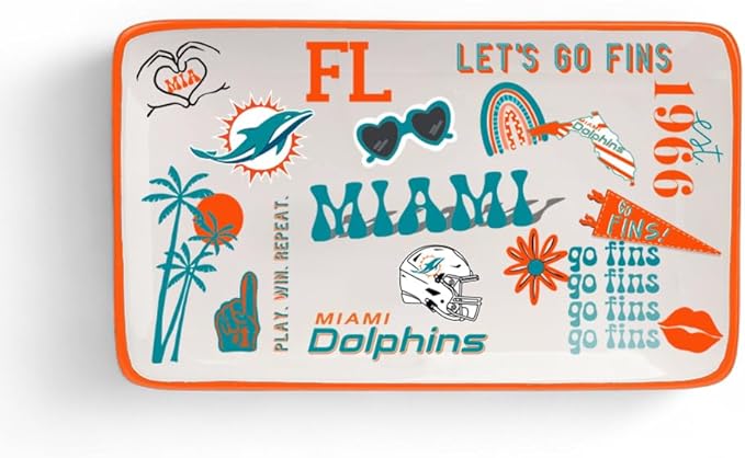 The Memory Company Officially Licensed NFL Team Spirit Ceramic Trinket Tray, Decorative Storage Catch-All, Home & Office Organizer, Gift for Football Fans