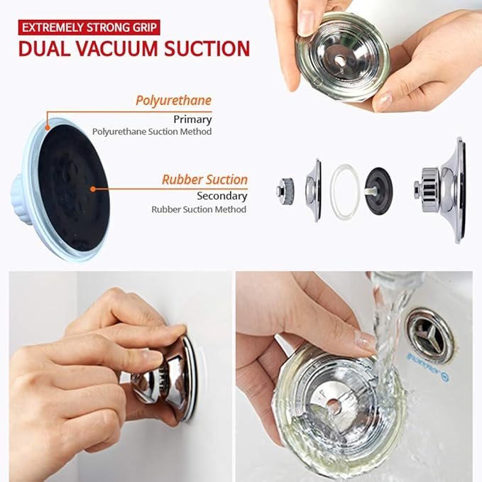 Bath Beyond BATHBEYOND Shower Caddy Suction Cup Tier Shower Shelf - Adjustable Shower Caddy 400 Stainless Steel No-Drilling and Extra Adhesive Sticker for More Stronger Suction (2Tier)