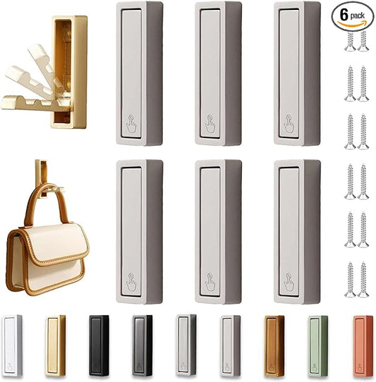 6PCS Folding Wall Hooks, Foldable Coat Hooks Heavy Duty Foldable Hook Bathroom Towel Hooks Robe Hooks Wall Mounted for Bathroom, Closet, Entryway, Pool, and Kitchen (Square-Light Gray)