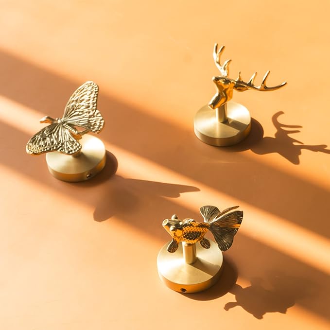 Brass Bird Coat Rack Robe Wall Hooks Hat Dragonfly Hanger for Bedroom Kitchen Various Shapes Animal Deer Decor Home Accessories (1, Snail)