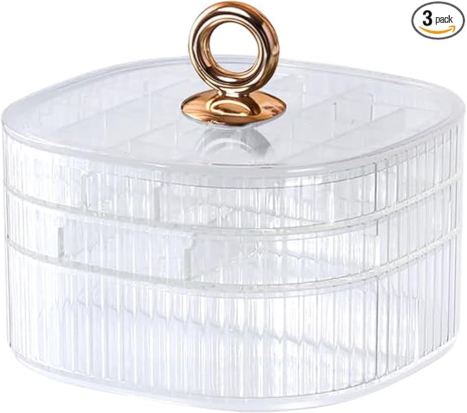 Jewelry Box, 3-Layer Acrylic Jewelry Organizer with Handle, Clear Jewelry Boxes for Women Girls, Make up Organizer, Jewelry Storage Holder (Clear)