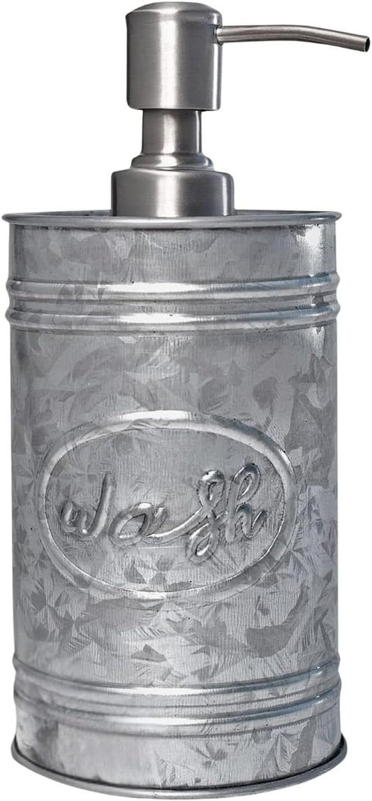 Autumn Alley Galvanized Farmhouse Soap Dispenser Kitchen - Rustic Soap Dispenser for Bathroom - Stainless Steel Pump for Hand Wash, Sanitizer, Lotion, Rustic Bathroom Accessories,17.5 oz, Grey