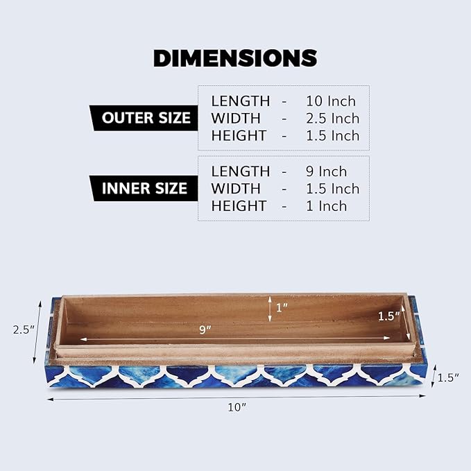 Handicrafts Home Decorative Remote Holder Box 10x2.5 – Slim Organizer Box with Lid for TV Remotes, Coffee Table Décor, Modern Shelf Box, Boho Home Décor Accent, Black and White Decorative Storage Box