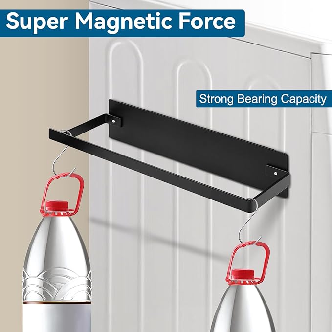 Magnetic Hanger Holder for Dryer/Washer Laundry Room, Strong Magnetic Hanger Storage Organizer Rack Extra Large 1Pack Black