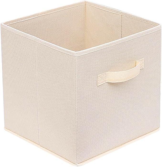 Basics Fabric Clothing Storage Bins - 10.6" x 10.6" x 11" - Collapsible Storage Cubes Organizer with Handles, Linen Foldable Storage Baskets Cloth Box Containers, Closet Organizers
