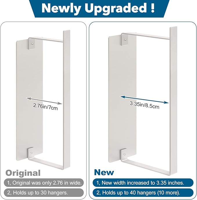 Magnetic Hanger Organizer Stacker, Strong Magnetic Hanger Holder for Laundry Room Washer, Capacity Upgrade Hangers Storage Rack for Adult or Child Clothes Hangers (White 2Pack)