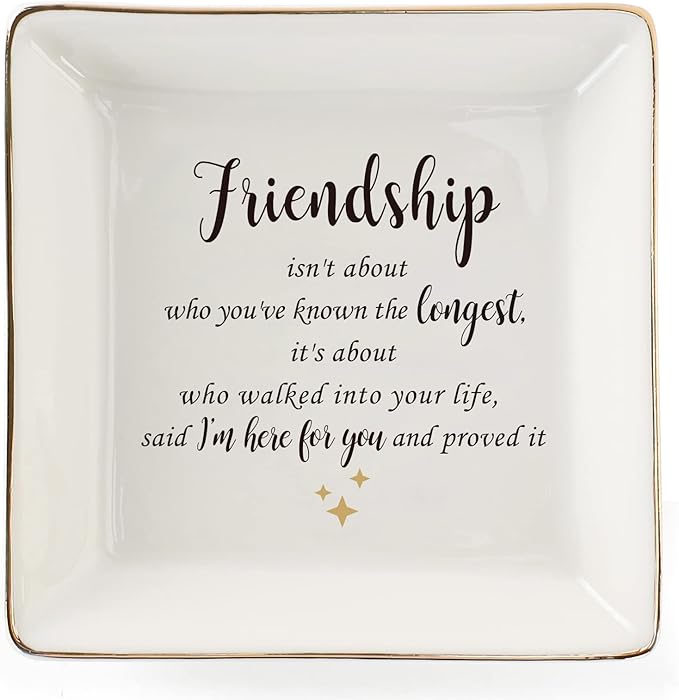 HOME SMILE Friendship Ring DishãDecorative Tray-Friendship is not about who you've known the longest-Birthday Day Gifts for Betie,BFF-Sentimental Inspirational Gift for Cheer Up Women,Her