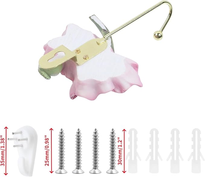Oedema 3 Pcs Vintage Wall Hooks Flower Shaped Decorative Wall Mounted Art Flower Hook for Hanging Clothes Keys Hats Towels, Three Styles