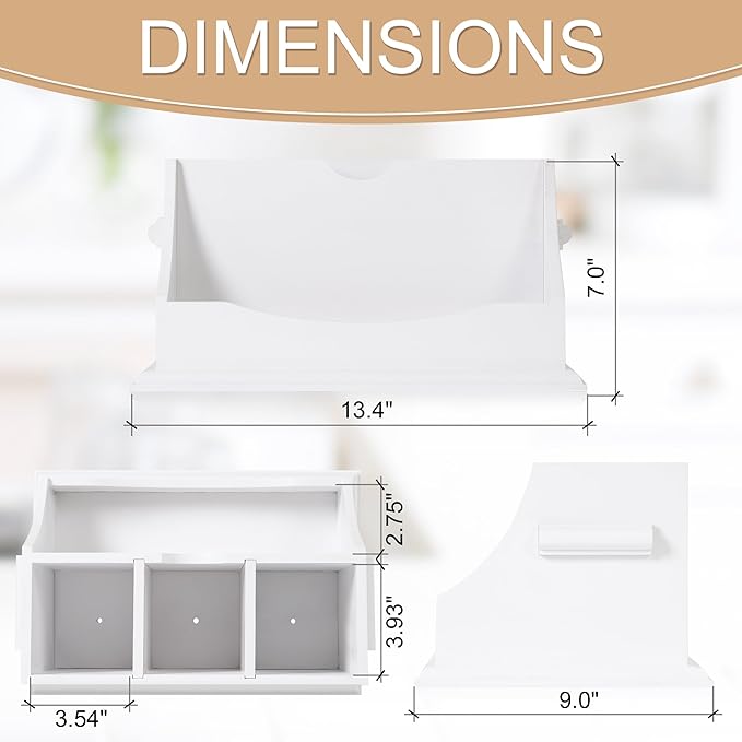Innovation Kitchen Utensil Holder for Countertop with 4 Compartments, White(Utensil Not Included)