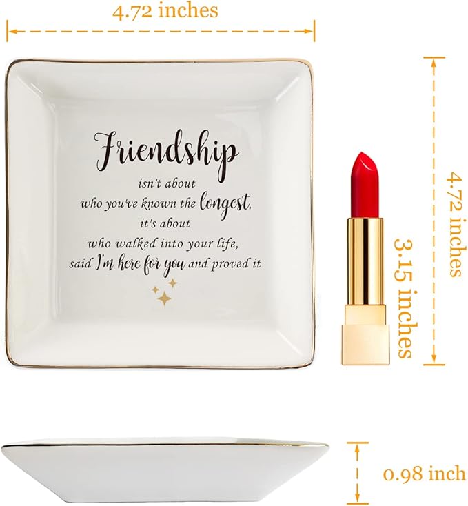 HOME SMILE Friendship Ring DishãDecorative Tray-Friendship is not about who you've known the longest-Birthday Day Gifts for Betie,BFF-Sentimental Inspirational Gift for Cheer Up Women,Her