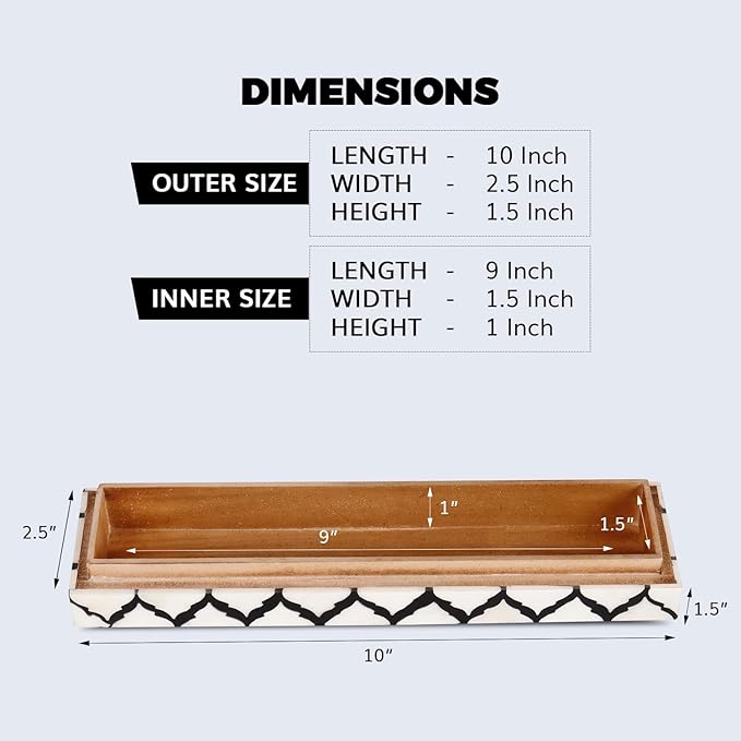Handicrafts Home Decorative Remote Holder Box 10x2.5 – Slim Organizer Box with Lid for TV Remotes, Coffee Table Décor, Modern Shelf Box, Boho Home Décor Accent, Black and White Decorative Storage Box