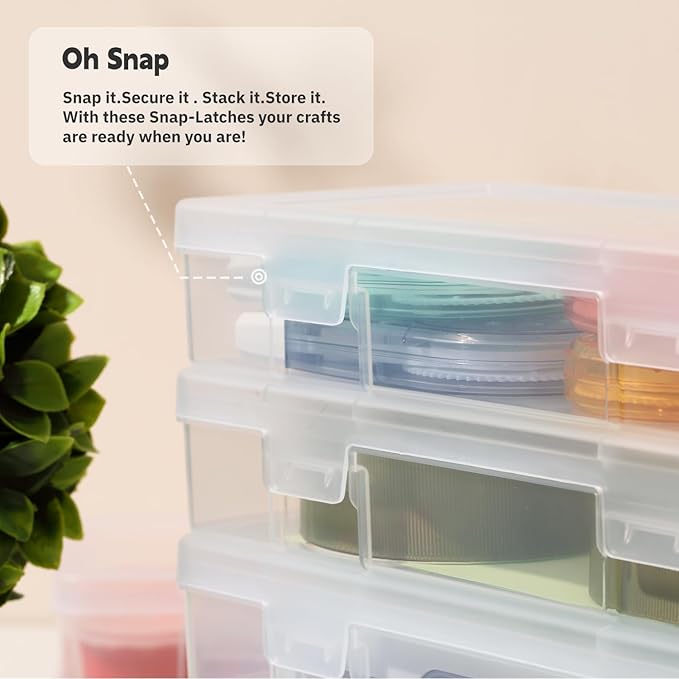 novelinks Plastic Clear Storage Containers for Organizing, Craft Storage Organizers and Stackable Storage Bins with Lids for Pencil Box, Bead, Cookie Cutter, Board Game (9 Pack Medium)