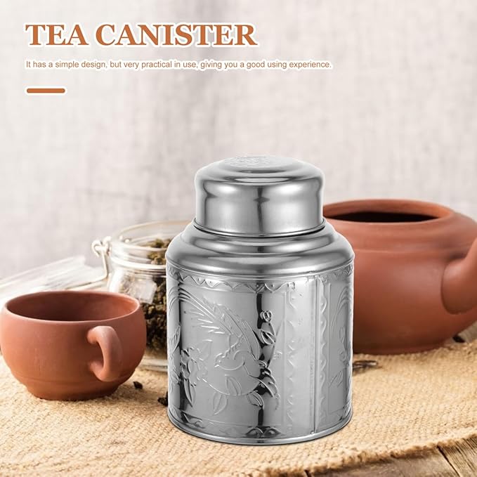 Luxshiny Portable Airtight Stainless Steel Tea Canister with Sealing Lid for Loose Leaf Tea Storage and Kitchen Organization 5.51X4.13X2.55 Inches