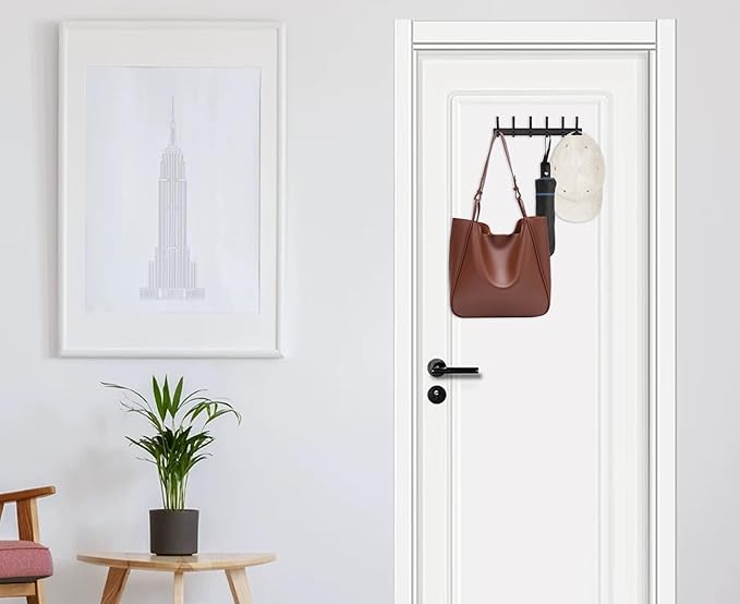 Fayleeko Key Holder for Wall, 13.78 Inch Self-Adhesive Entryway Coat Hooks Wall Mounted, Hats Rack with 6 Hooks to Hang Coat, Keys, Towel and Purse(Gold, 2 Pack)
