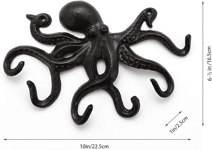 Coat Hooks Wall Mounted Key Holder, Retro Octopus Towel Hooks for Bathrooms, Heavy Duty Wall Hooks Decorative- 2Pcs