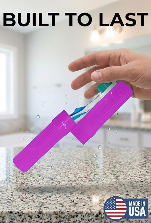 Toothbrush Holder (Blue & Pink) Made in USA, with Ventilation Holes, for Toothbrush Covers, Toothbrush Holder, Toothbrush Soft, Durable Design, Hygienic Bathroom Accessory