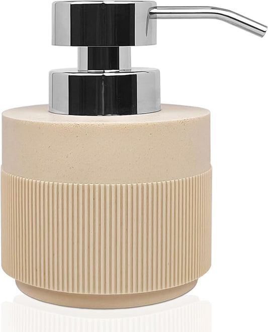 12.5oz Resin Soap Dispenser for Bathroom Countertop, Refillable Hand Soap Lotion Dispenser with Rust Proof Pump for Kitchen Countertop, Easy-to-Press, Cream