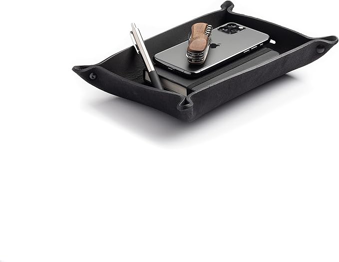 Main Street Forge Leather Valet Tray for Men â Rustic EDC Organizer for Keys, Phone & Wallet â Made in USA â Midnight Black