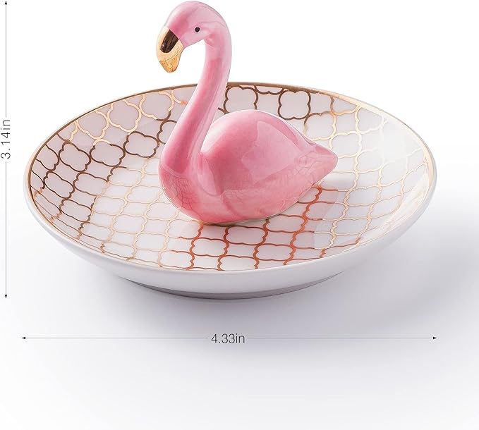 PUDDING CABIN Flamingo Ring Holder for Jewelry Trinket Tray Flamingo Gifts for Women Girls Friend Her Mom Christmas Thanksgiving Gifts Birthday Mothers Day Valentines Gifts Flamingo Decor