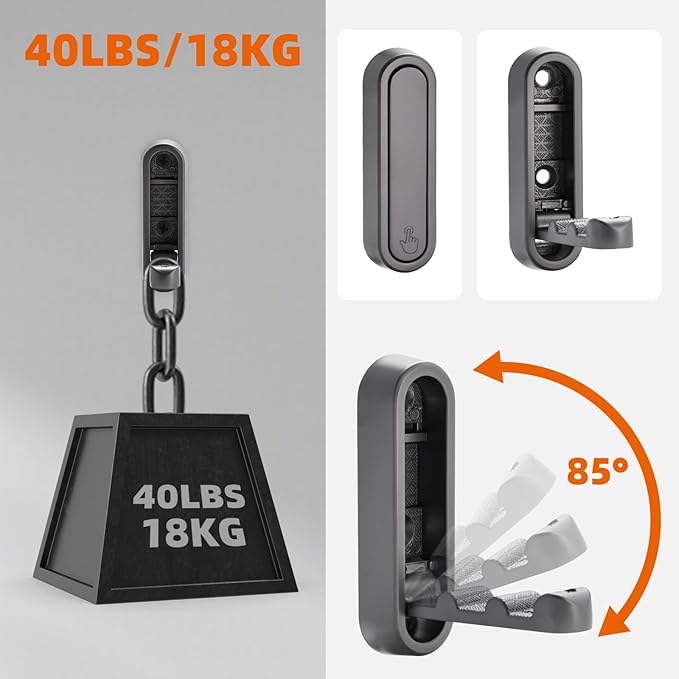 Folding Wall Hooks, 4pcs Foldable Coat Hooks, Heavy Duty Folding Hook for Hanging Coats Towel Hat Backpack, Gray