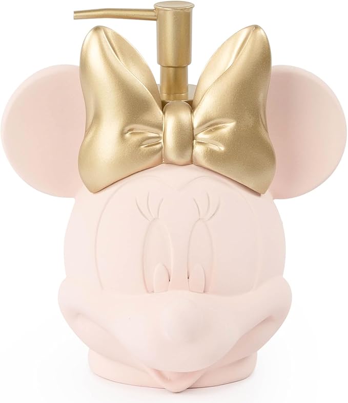 Jay Franco Disney Minnie Mouse Soap Dispenser - Pink Resin Lotion Pump - Bathroom Décor
