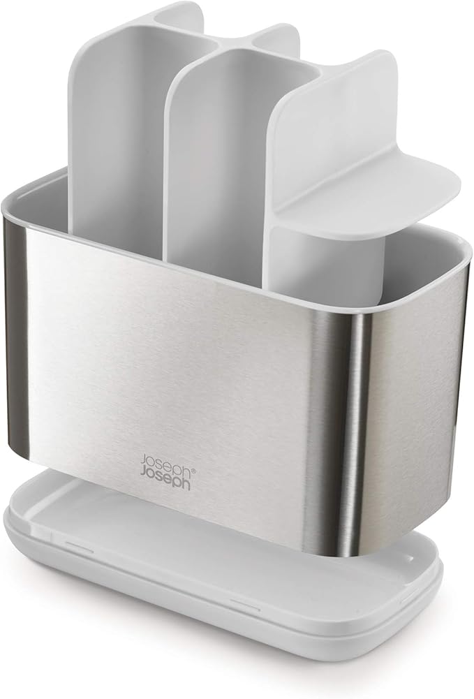 Joseph Joseph EasyStore Stainless-Steel Toothbrush Holder Bathroom Storage Organizer Caddy, Large