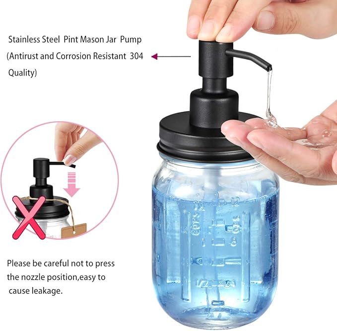 Mason Jar Bathroom Accessories Lids Set(4pcs) - Jars Not Included - Soap Dispenser,Toothbrush Holder, Apothecary Jars Lids for Regular Mouth Mason Jars - Rustproof Stainless Steel，Black