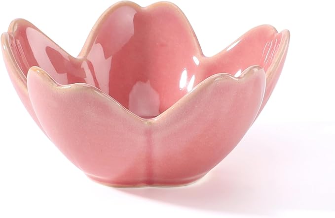 Pink Flower Ring Dish Holder,Jewelry Dish Tray,Small Trinket Tray,Jewelry Plate Bowl,Key Bowl,Decorative Plate,Birtdhay Christmas Gifts for Women Friends,Ceramic Kiln effect White