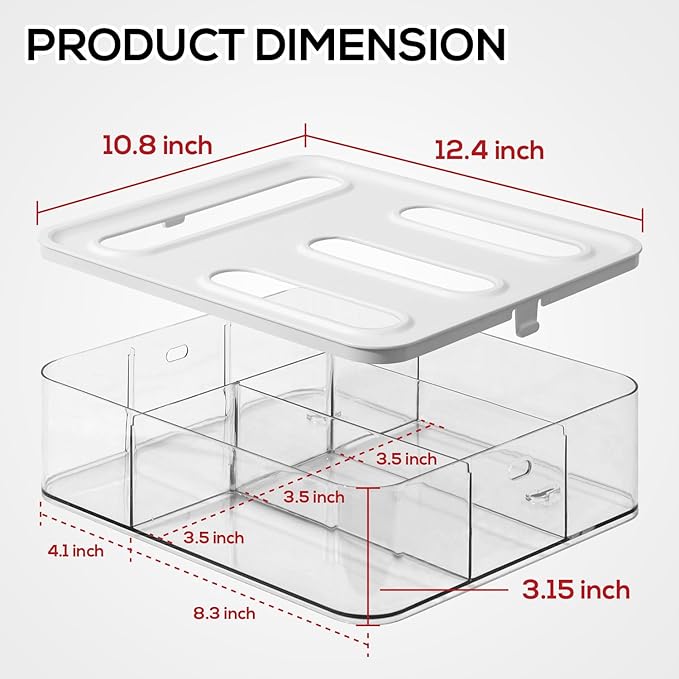 Food Storage Bag Organizer, 4 in 1 Plastic Bag Organizers for Gallon, Quart, Snack & Sandwich Bags, Kitchen & Drawer Storage, Food-Grade BPA-Free