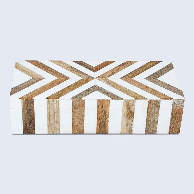 Handicrafts Home Decorative Storage Box 10x6 – Remote Organizer Box with Lid, Modern Decorative Keepsake Box, Boho Shelf Décor, Memory Box for Photos or Letters, Decorative Box for Table Décor