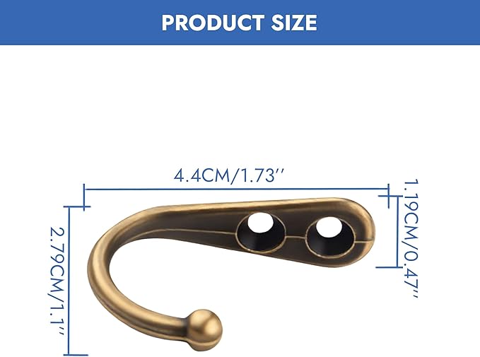 12 Pack Bronze Coat Hooks Wall Mounted, Rustproof Zinc Alloy Metal Hooks for Hanging Coats, Heavy Duty Utility Key Holder Hooks with Screws for Bathroom, Entryway, Kitchen, Hat, Towel, Cup, Robe