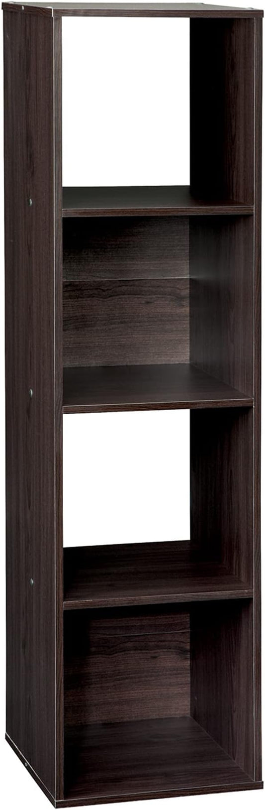 ClosetMaid Cubeicals 4 Cube Storage Shelf Organizer, Stackable, Vertical or Horizontal, Easy Assembly, Wood, Espresso Finish