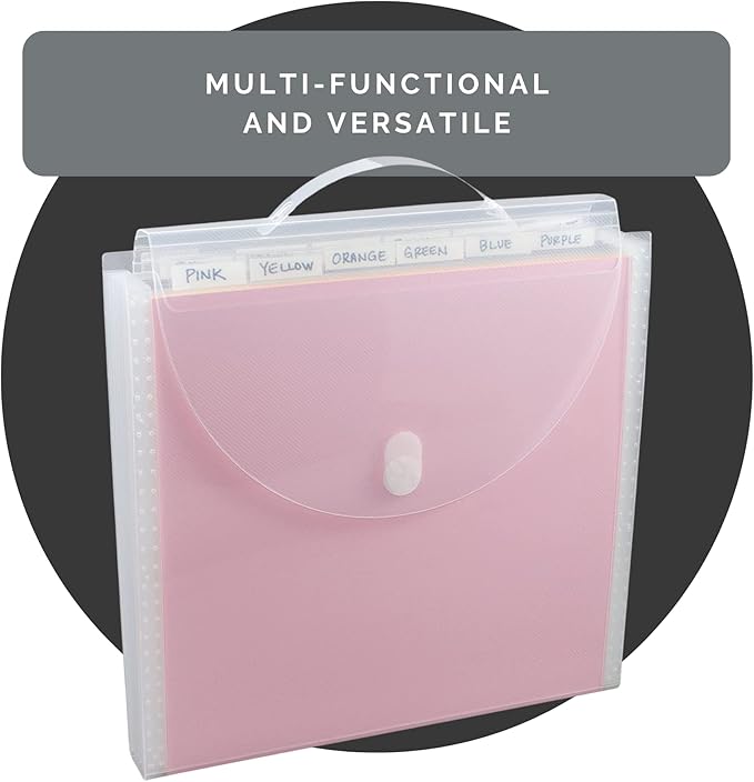 Advantus Expandable Paper Organizer, Accordion File Organizer, Important Document Holder, Clear with 12 Pockets, White, 12x12 Inches
